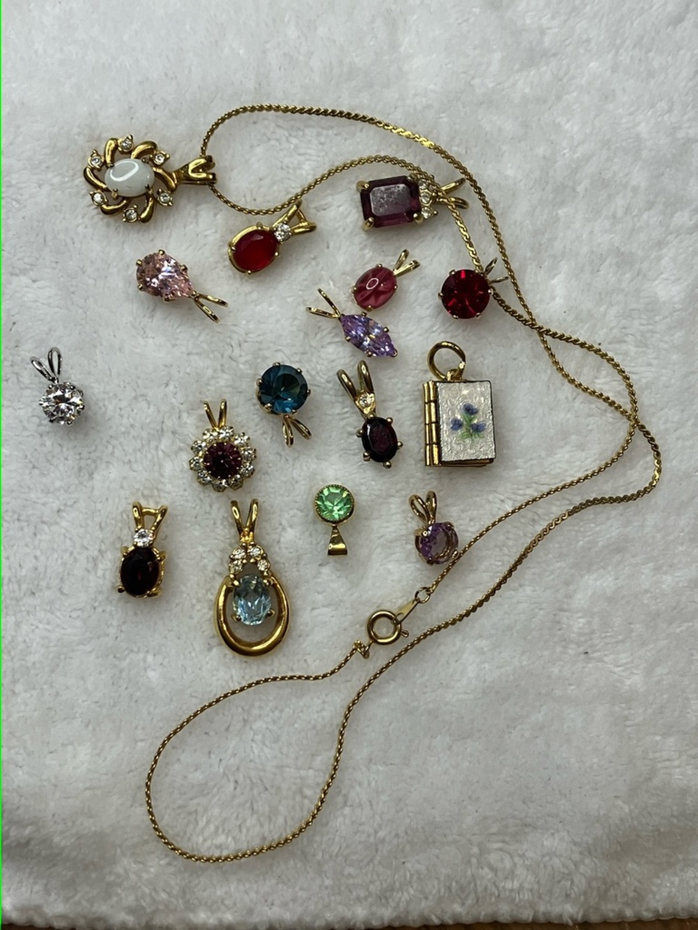 Gold-Tone Multi Gem Pendant Collection - Assorted Colors